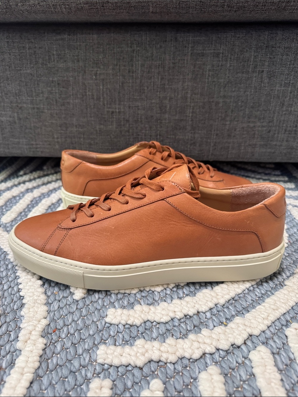 KOIO Capri Leather Sneakers Castagna Wide Fit Italian Luxury Shoes EU 45 US 12